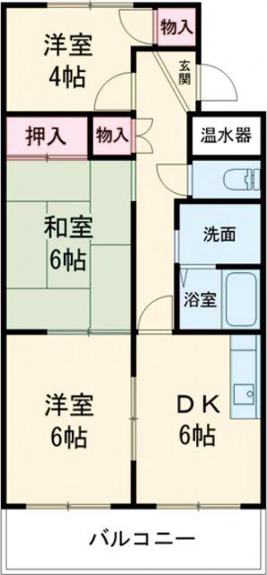 ノースベル(3DK/4階)の間取り写真