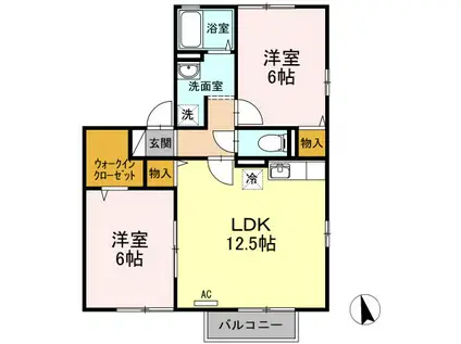 セジュール南花岡(2LDK/2階)の間取り写真