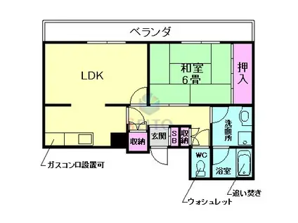 メゾン優雅(1LDK/1階)の間取り写真