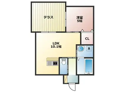 プレミアムSORA(1LDK/1階)の間取り写真