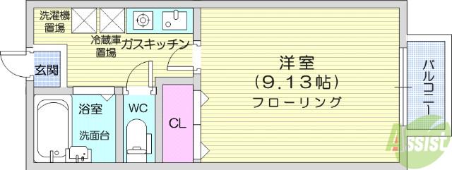 ハイツロックラージA(1K/2階)の間取り写真