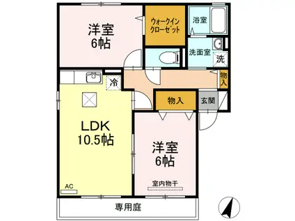 ピュアD棟(2LDK/1階)の間取り写真