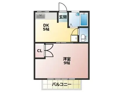 セルリアンブルー(1DK/2階)の間取り写真