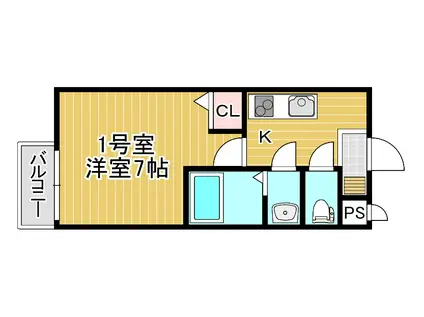 AILE岡場III(1K/1階)の間取り写真