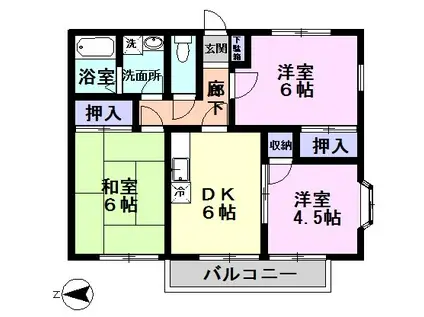 シャルマンS(3DK/1階)の間取り写真