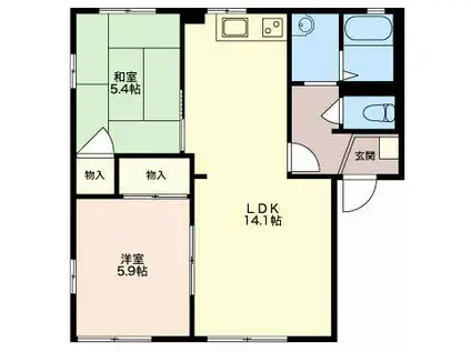 フレグランス中伊豆B(2LDK/1階)の間取り写真