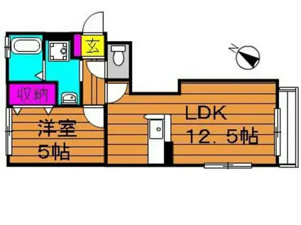 フラッツア西市(1LDK/2階)の間取り写真