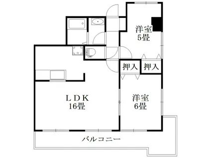 ガーデンヒルズ城南V(2LDK/3階)の間取り写真