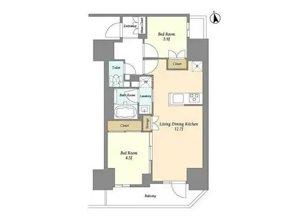 グランカーサ船堀II(2LDK/5階)の間取り写真