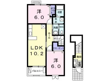 サンリットエアリー(2LDK/2階)の間取り写真