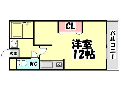 グリーンライフ浜寺(ワンルーム/6階)の間取り写真