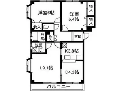 FIELD COSMO フィールドコスモ (2LDK/1階)の間取り写真