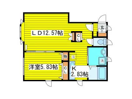 東武コートII(1LDK/2階)の間取り写真