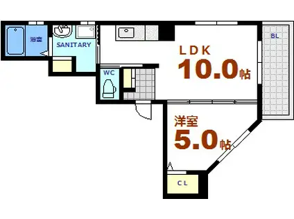 IVY SQUARE 寺町(1LDK/8階)の間取り写真