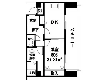 ∞中之島アンフィニ(1DK/8階)の間取り写真