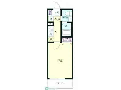 アンジュ淵野辺(1K/3階)の間取り写真