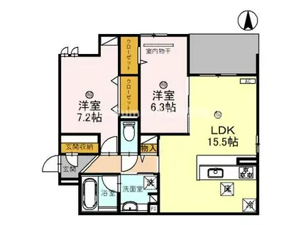 ウエスト ポトス(2LDK/1階)の間取り写真