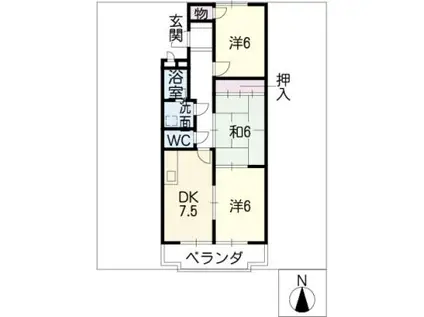 ロイヤル新明A棟(3DK/1階)の間取り写真