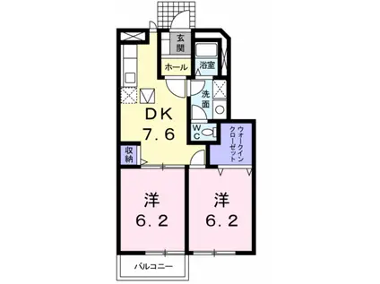 カサフェリスA棟(2DK/1階)の間取り写真