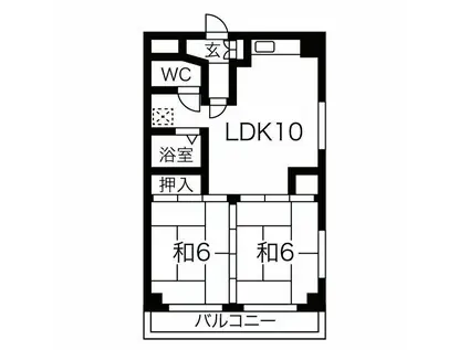 杉浦ビル(2LDK/3階)の間取り写真