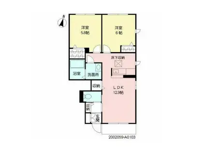 リバティ三川(2LDK/1階)の間取り写真