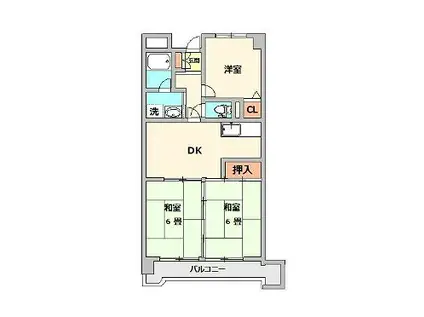 エクレール大里東(3DK/5階)の間取り写真