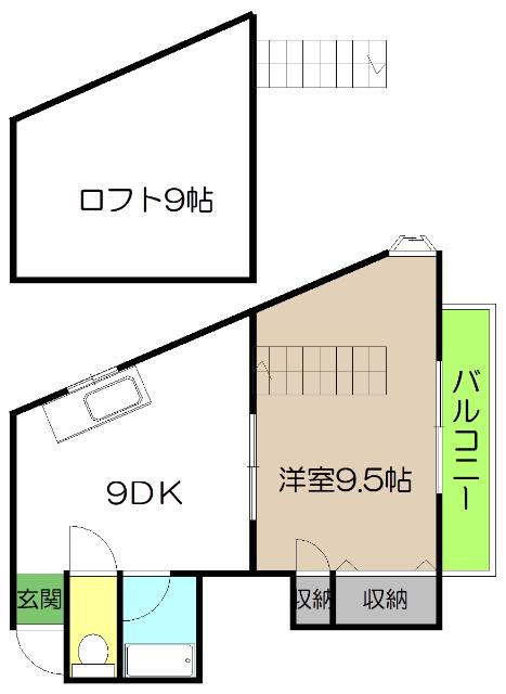 グローバル(1LDK/4階)の間取り写真