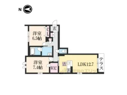 シャーメゾンかめきた(2LDK/1階)の間取り写真