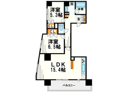 パールコート仙川(2LDK/5階)の間取り写真