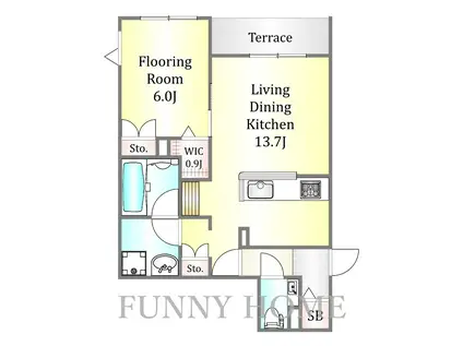 西品川3丁目メゾン(1LDK/1階)の間取り写真