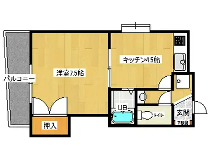 シュトラーセ比治山(1K/6階)の間取り写真