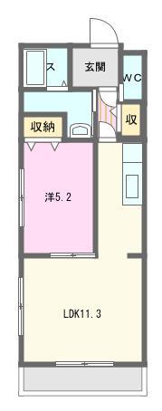 ハーヴェスト染地台(1LDK/1階)の間取り写真