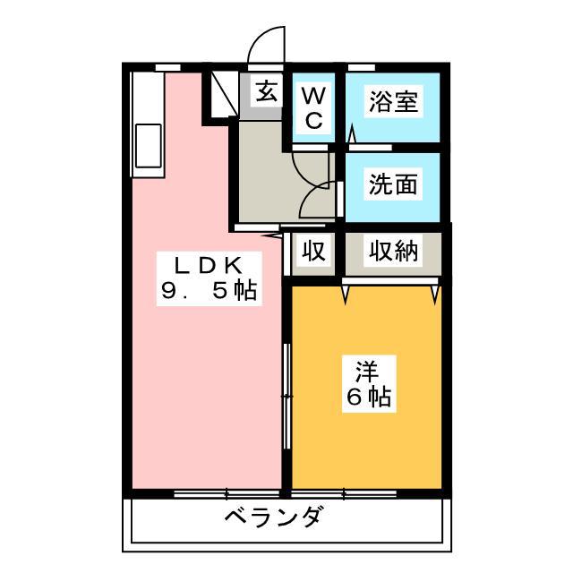 ディアコートI(1LDK/2階)の間取り写真