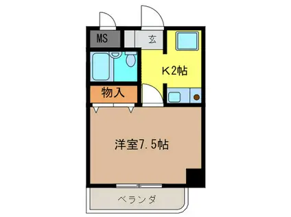 コーポラスユニ(1K/3階)の間取り写真