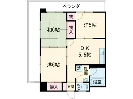 ロイヤルマンション大牟田(3DK/2階)の間取り写真