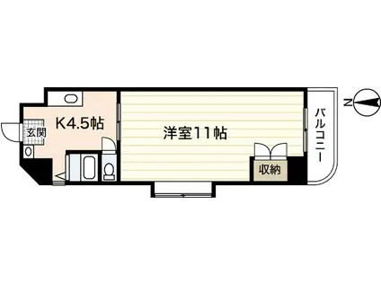 ヴィヴレ三滝(1DK/1階)の間取り写真