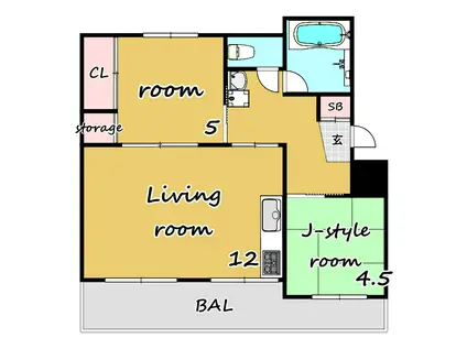 南平野 9号棟(2LDK/2階)の間取り写真