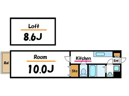メルベーユ(1K/2階)の間取り写真