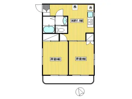 モンシャトー(2DK/4階)の間取り写真