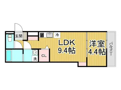 S-MOVE西宮今津(1LDK/2階)の間取り写真