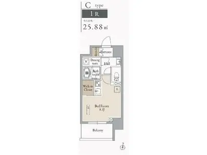 JMFレジデンス蔵前鳥越(ワンルーム/3階)の間取り写真