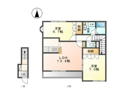 モンシェリカメリアIII(2LDK/2階)の間取り写真