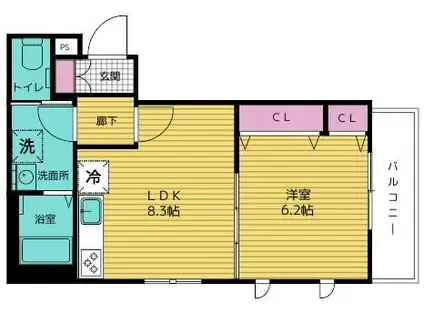 GRACE多摩川(1LDK/3階)の間取り写真