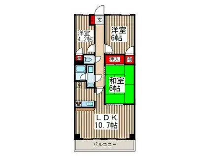 第15藤島マンション(3LDK/1階)の間取り写真