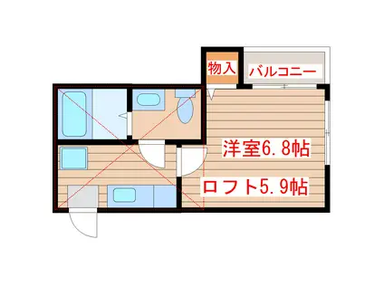 カミエール東照宮(1K/1階)の間取り写真