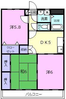 セピアガーデン(3DK/2階)の間取り写真