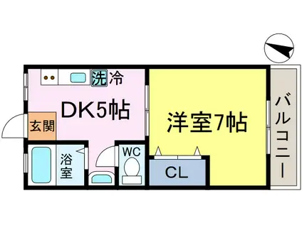 レジデンス希光(1DK/2階)の間取り写真