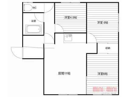 大雪ハイツ(3LDK/2階)の間取り写真