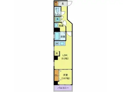 ゼファーズ日本橋浜町(1LDK/7階)の間取り写真