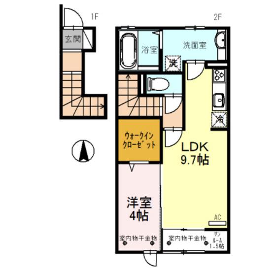 GRAND DONNER(1LDK/2階)の間取り写真